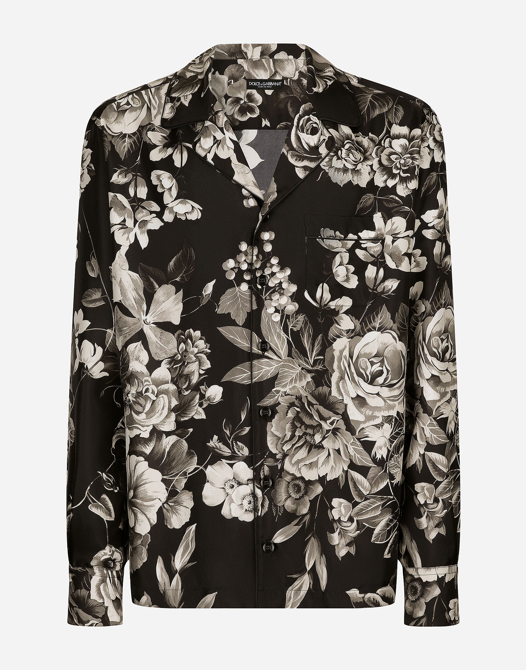 Dolce & Gabbana Camicia in twill di seta stampa fiori Stampa G5JM8TFS4HS