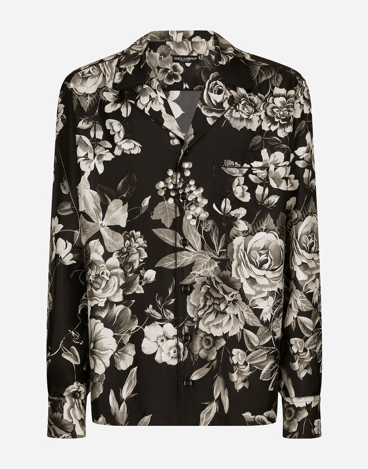 Dolce & Gabbana Silk twill shirt with floral print Print G5IF1TIS1VS
