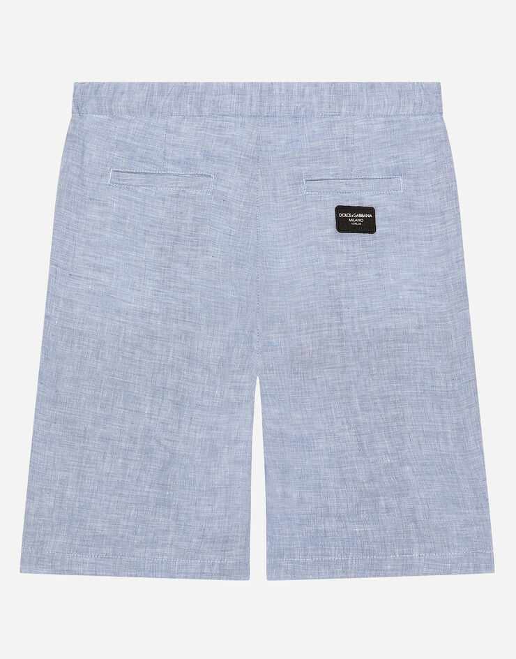 Dolce & Gabbana Pantalon cargo en lin non extensible Bleu Ciel L43Q33FU4LG