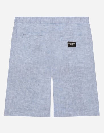 Dolce & Gabbana Non-stretch linen shorts Azul Claro L43Q33FU4LG