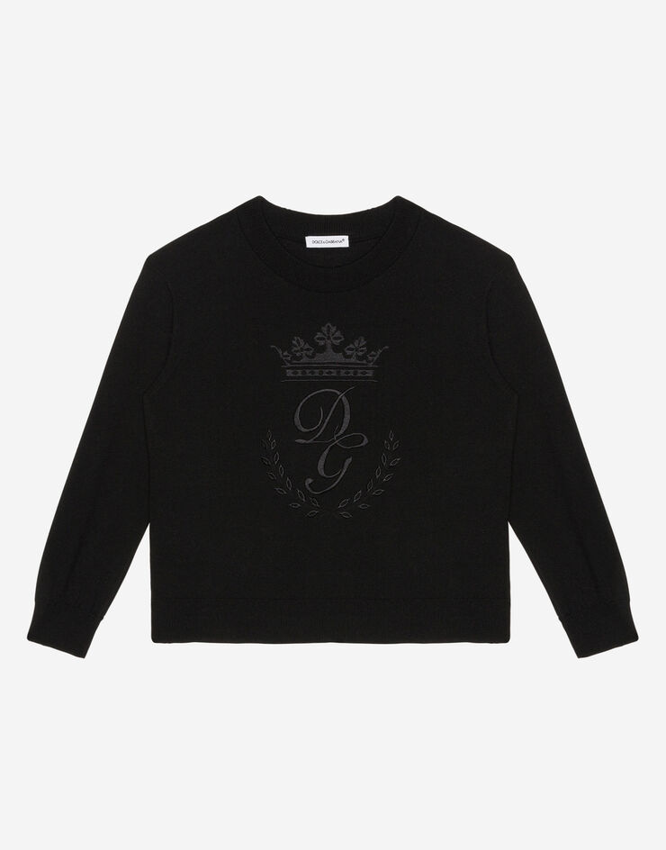 Dolce & Gabbana Cashmere round-neck pullover with Heritage embroidery BLACK L4KW22JAVUV