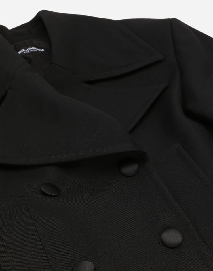 Dolce & Gabbana Short oversize wool gabardine jacket Noir F9R82TFU272