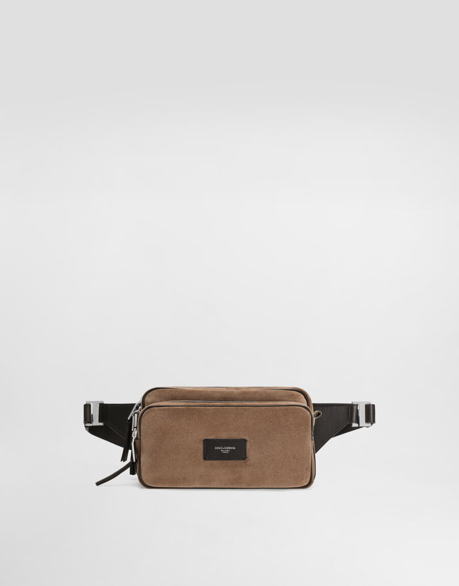 Leather and split calfskin belt bag