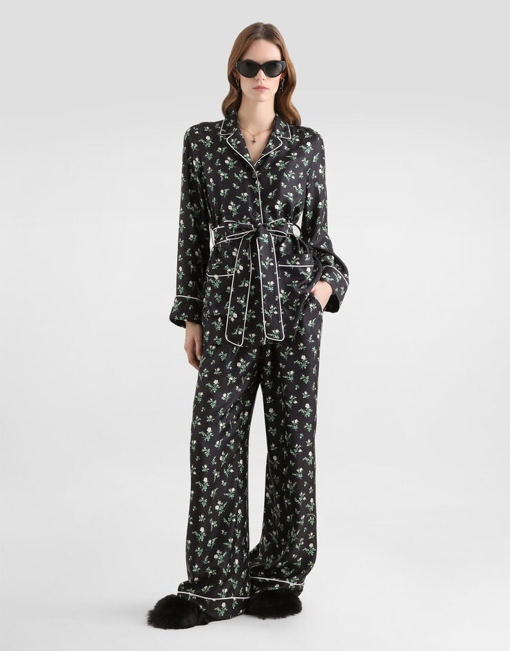 Dolce & Gabbana Roses and lilies of the valley-print twill shirt Multicolor F5I89TIS13G