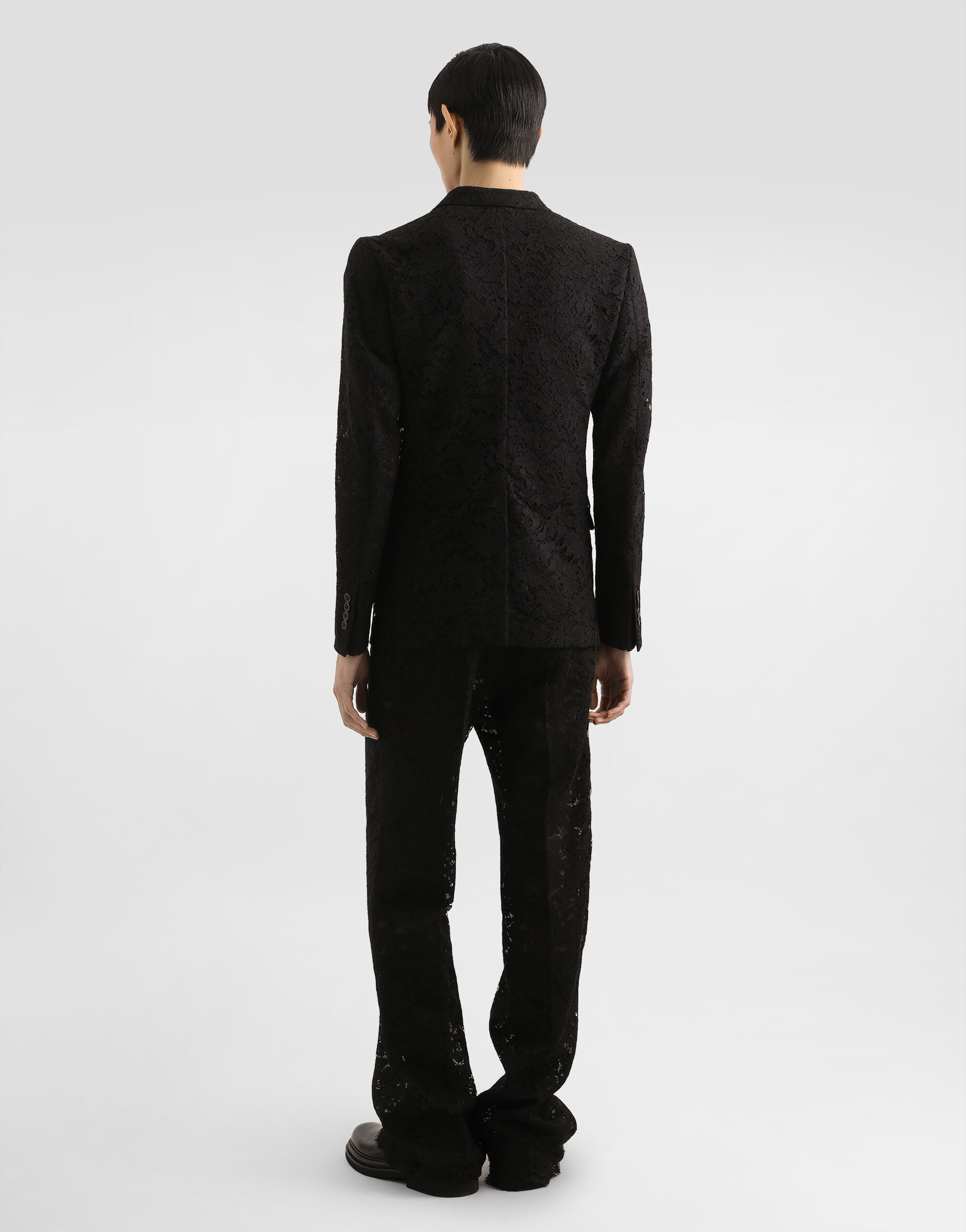 Sicilia double-breasted jacket in cordonetto lace in Black for Men