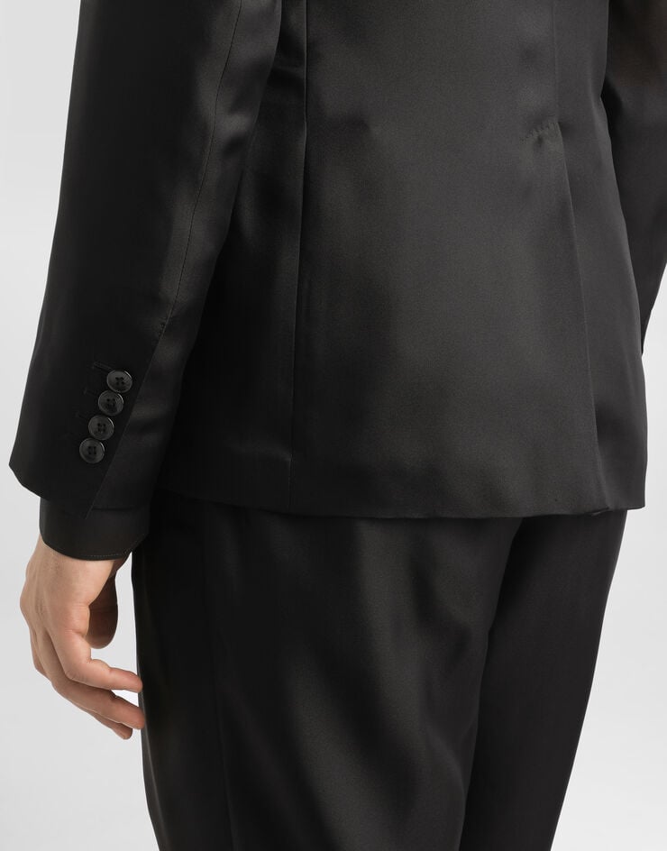 Dolce & Gabbana Giacca monopetto sicilia light in twill di seta Nero G2UQ8TFU10S