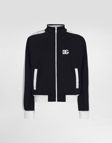 Dolce & Gabbana Zip-up triacetate sweatshirt with DG logo embroidery Black F9S53ZGDCX7