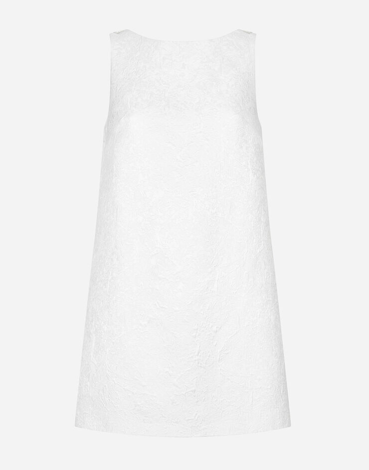 Dolce & Gabbana Abito corto in broccato con scollo posteriore Bianco F6JHPTFJTBV