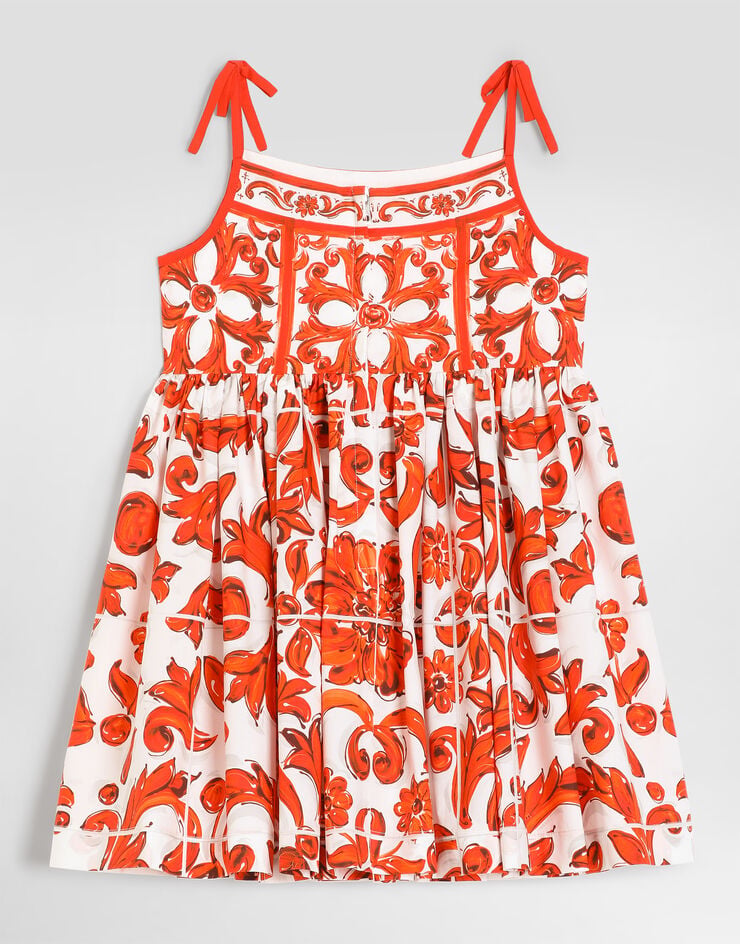Dolce & Gabbana Vestido en popelina con estampado de mayólica Dolce & Gabbana Vestido en popelina con estampado de mayólica Multicolor L54DN8G7P4N