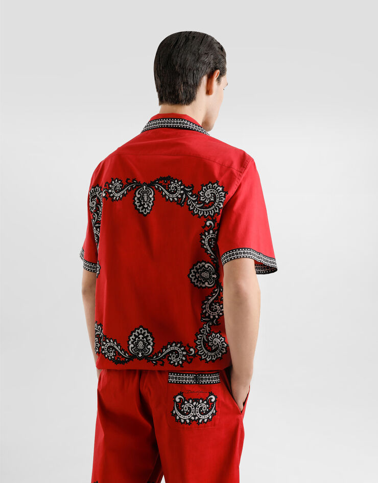 Dolce & Gabbana Camisa de popelina con detalles estampados Imprima G5JH9THH5EJ