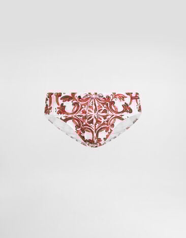 Dolce & Gabbana Majolica-print high swim briefs Multicolor M4A09JHSGBH