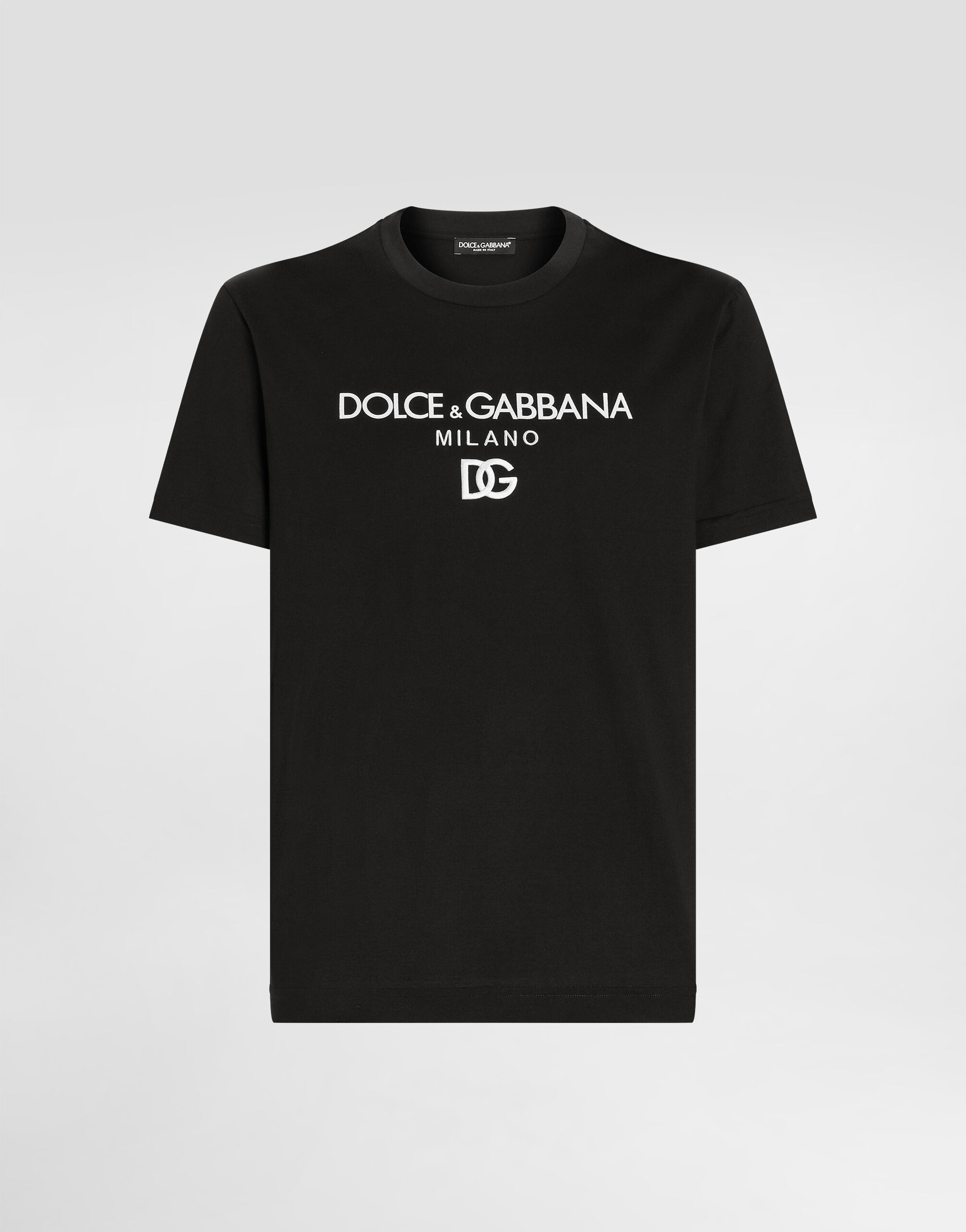 Dolce & Gabbana Футболка из хлопка с вышивкой DG черный G5JG4TFU5U8