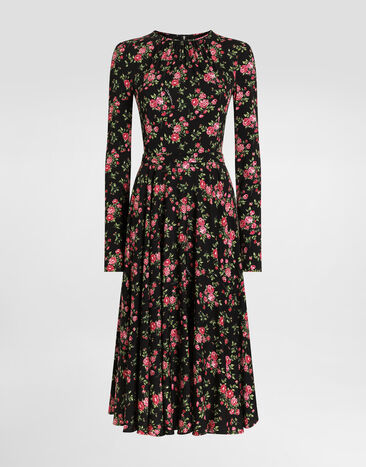 Dolce & Gabbana Small rose bouquets-print charmeuse dress Multicolor F60HMTFSA8B