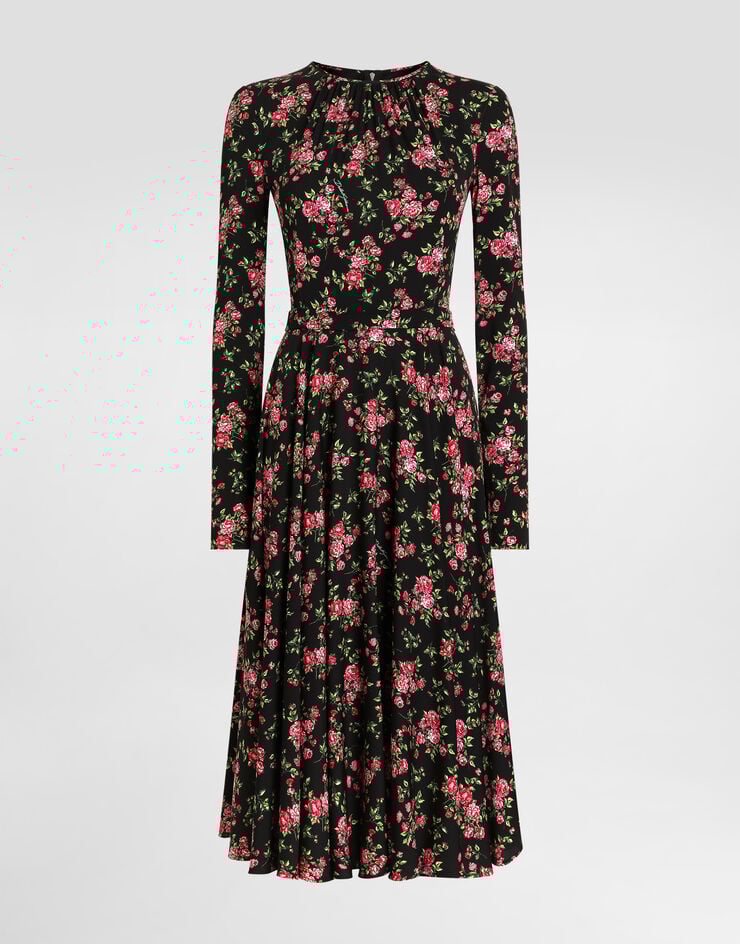 Dolce & Gabbana Abito in charmeuse stampa mazzolini di rose Dolce & Gabbana Abito in charmeuse stampa mazzolini di rose Multicolore F60HMTFSA8B