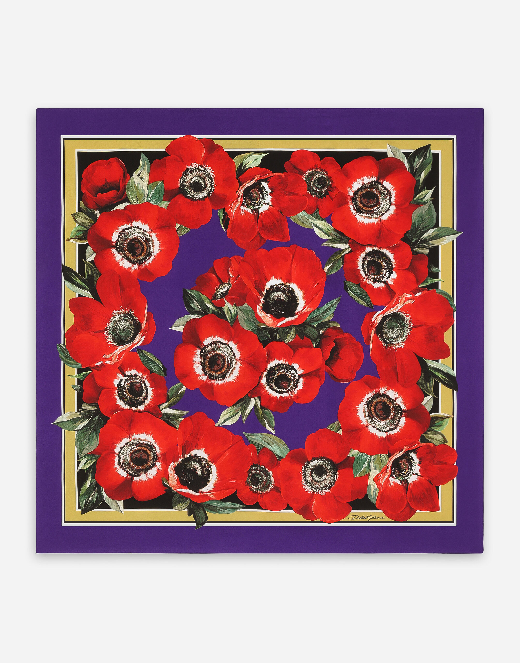 Dolce & Gabbana Foulard 90 x 90 en sergé à imprimé anémones Imprimé FN092RGDB7O