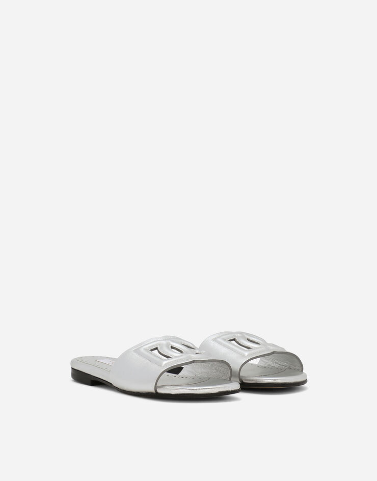 Dolce & Gabbana Foiled lambskin sliders Silver D11032A5439