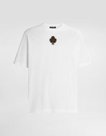 Dolce & Gabbana Cotton t-shirt with patch White G8PN9ZG7Q2M