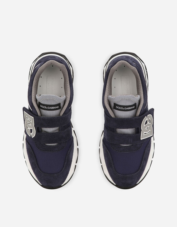 Dolce & Gabbana Low-Top-Sneaker DG Running aus Meshgewebe und Spaltleder Blau DA5187AA954