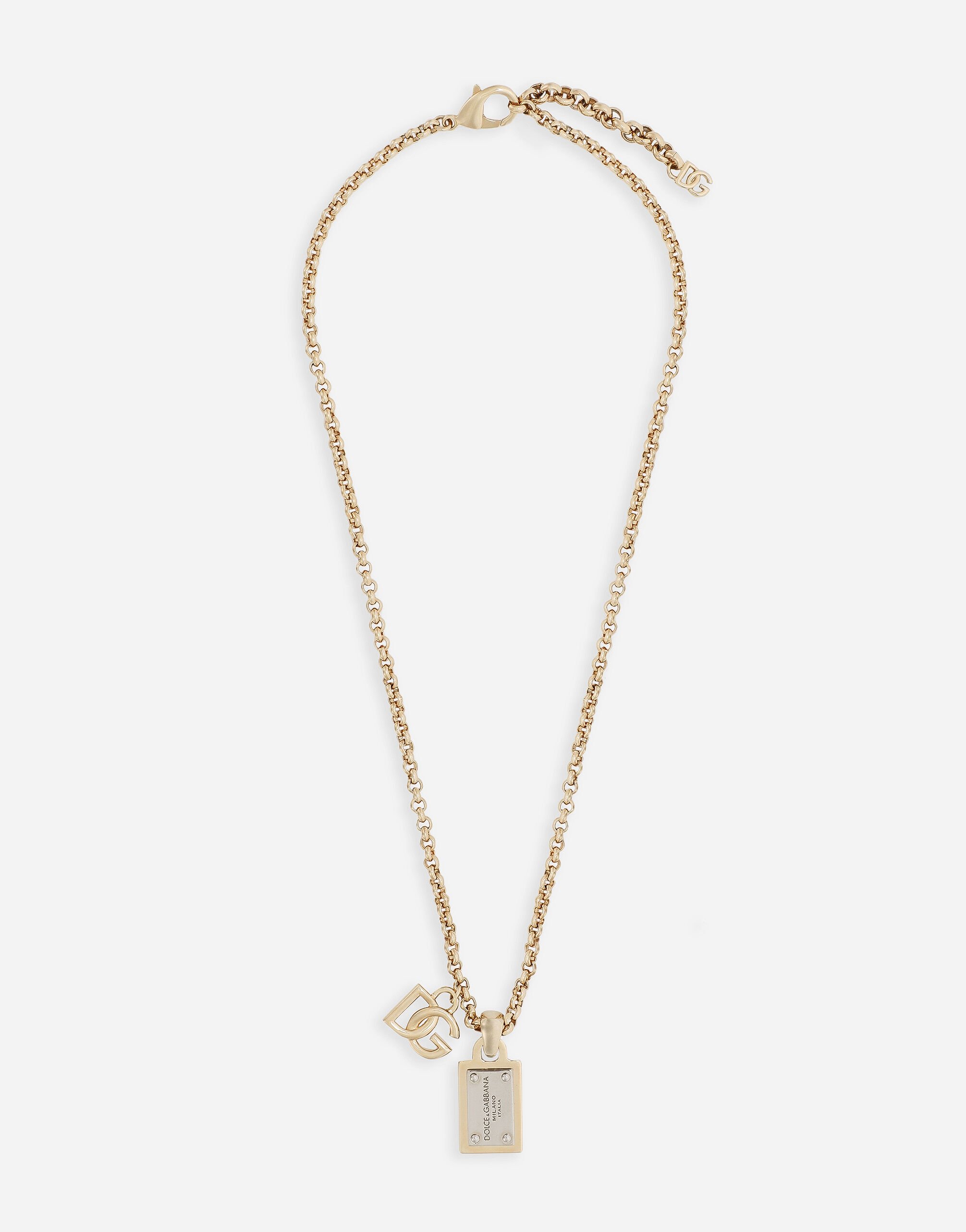 Dolce & Gabbana Collar de cadena con placa y logotipo DG Dorado BB7287AY828