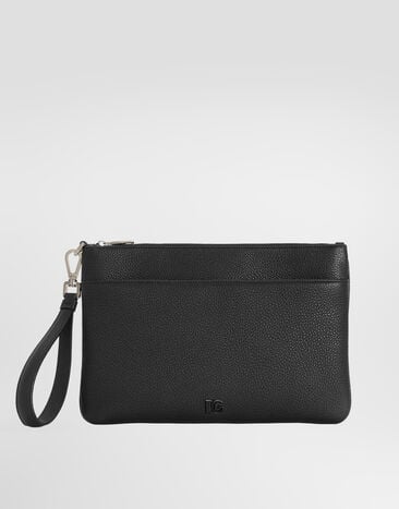 Dolce & Gabbana Calfskin toiletry bag with logo Black BP3294A0370
