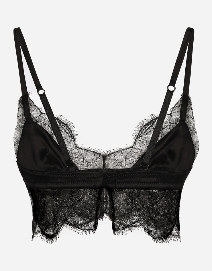 Dolce & Gabbana Soft-cup satin bralette with lace detailing Black O1C58TFUAD8