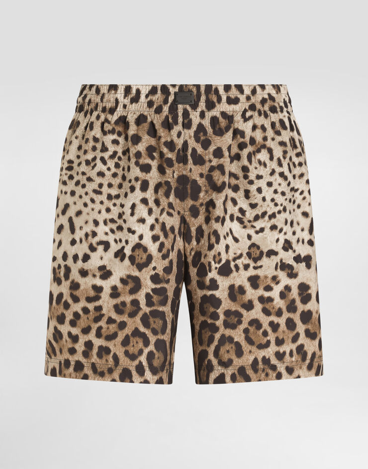 Dolce & Gabbana Mittellange Badeshorts Leoprint Drucken M4F40TONR48