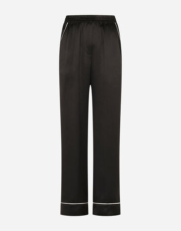 Dolce & Gabbana Satin pajama pants with piping Black FX340ZJAIJ8