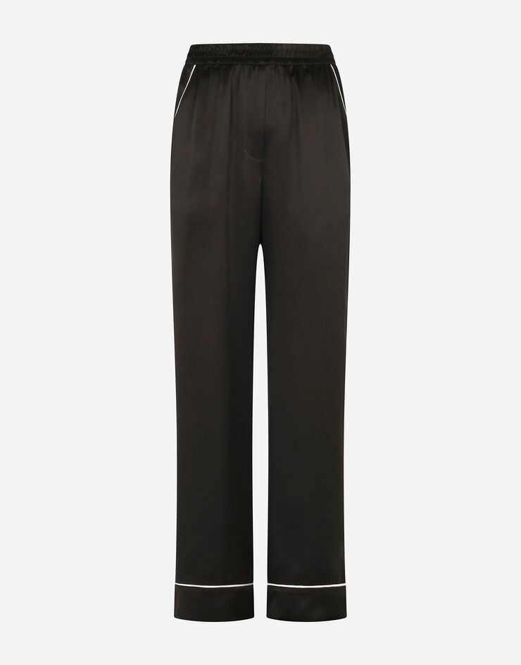 Dolce & Gabbana Satin pajama pants with piping Black FTB0MTFU1AU