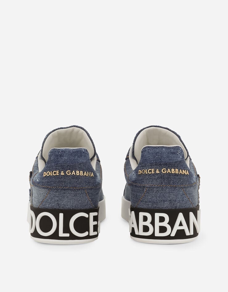 Dolce & Gabbana Calfskin Portofino sneakers with DG logo Blue CK1544AD481