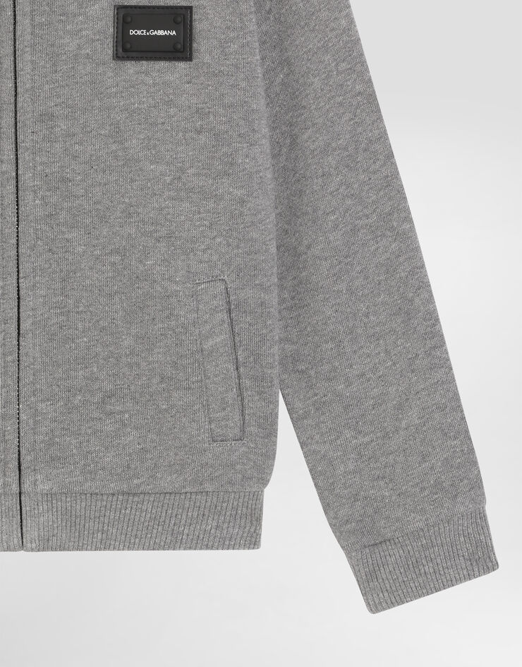 Dolce & Gabbana Sudadera de jersey con capucha y placa Gris L1JW2VG7OLJ