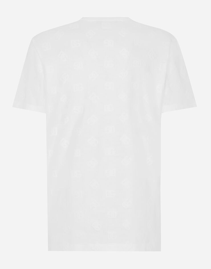 Dolce & Gabbana Cotton T-shirt with all-over flocked DG print Black G8PT1TG7NWE