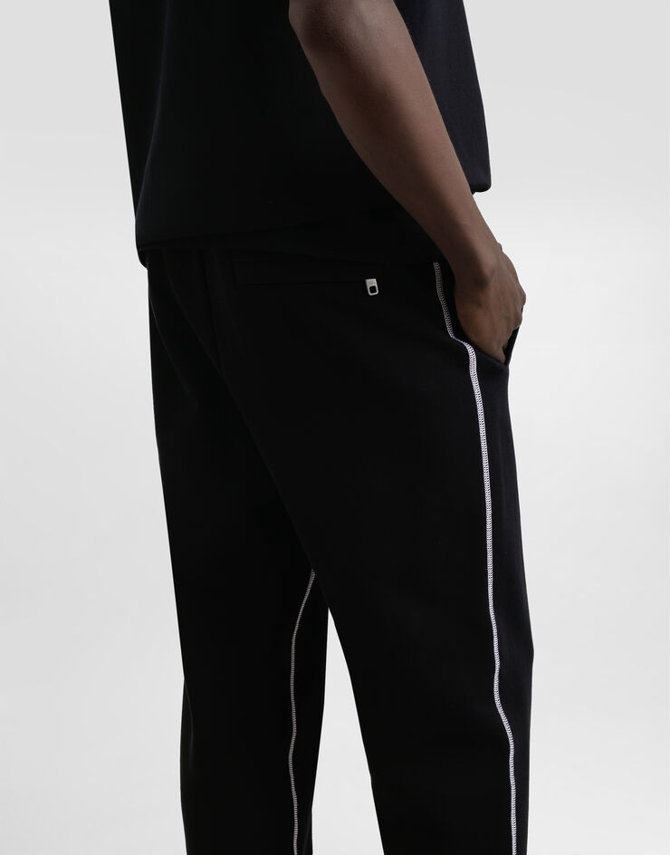 Dolce & Gabbana Jersey trousers with print and embroidery Black GVS2HZG7NON