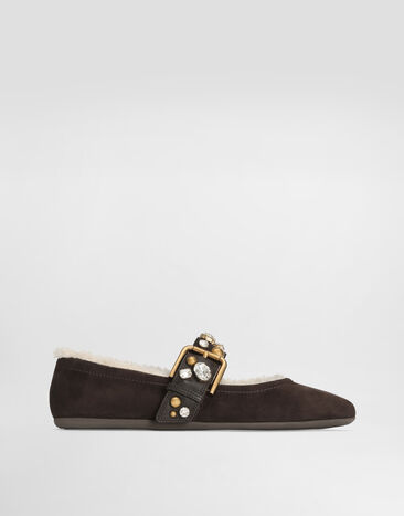 Dolce & Gabbana Suede ballet flats with embroidery Multicolor CB0295A3O93