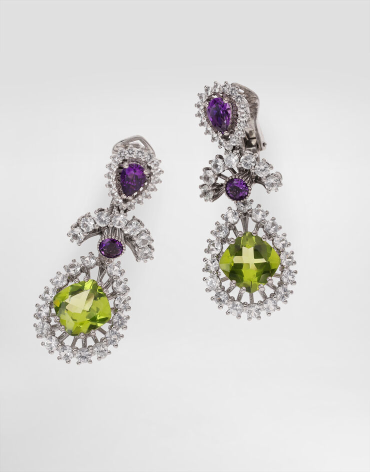 Dolce & Gabbana Eleganza Earrings 18-carat white gold, amethysts, peridots, and sapphires White WESA4GWAME1