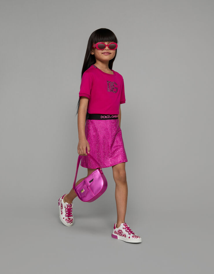 Dolce&Gabbana Minirock mit Strass und Logo-Gummiband Mehrfarbig L5JI97G7J8F