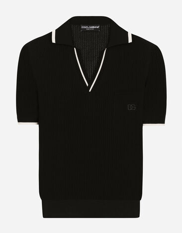 Dolce & Gabbana Polo de algodón con DG bordado Negro GXZ38ZJBCDS