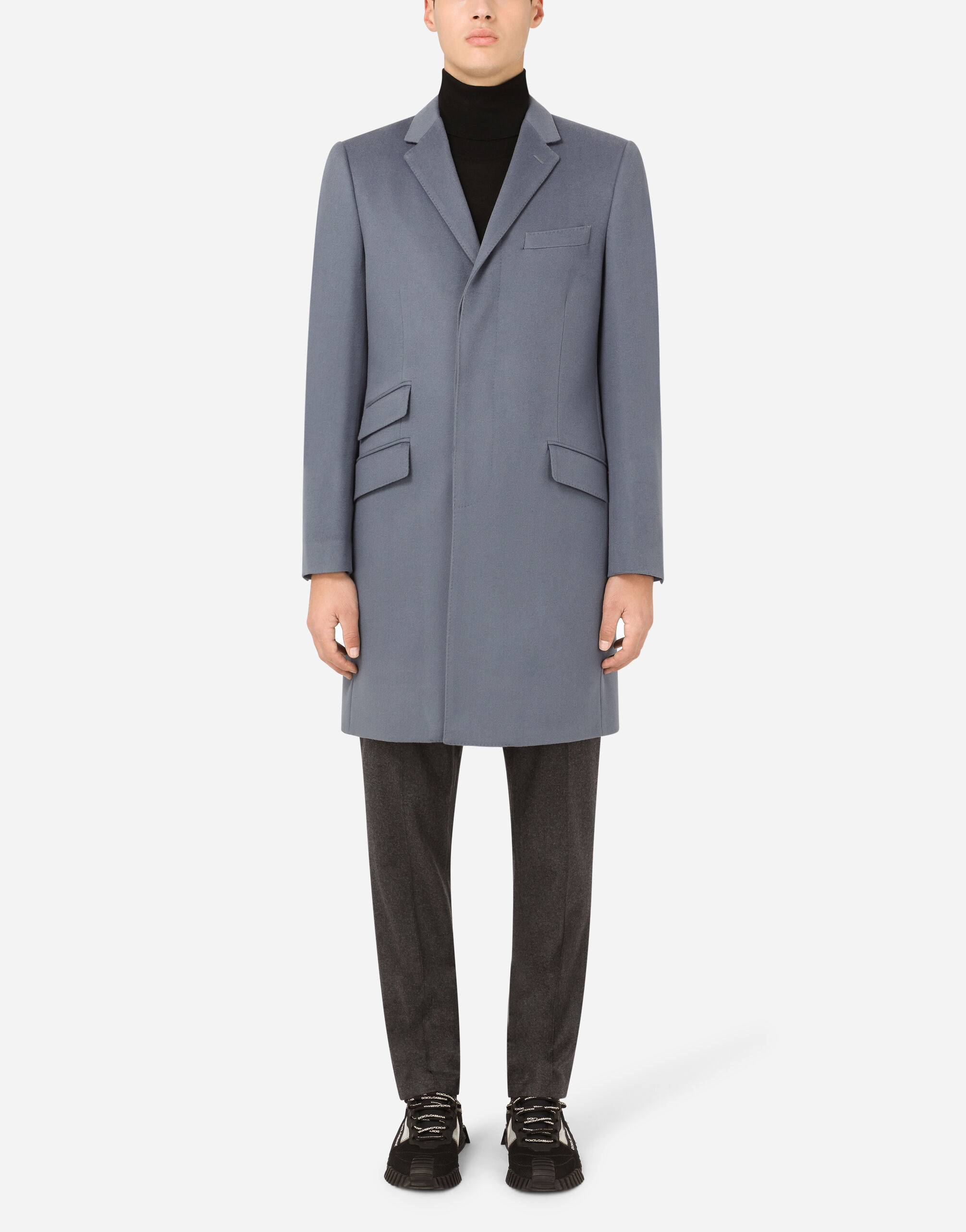 Double breasted cashmere coat in Blue for Men Dolce Gabbana