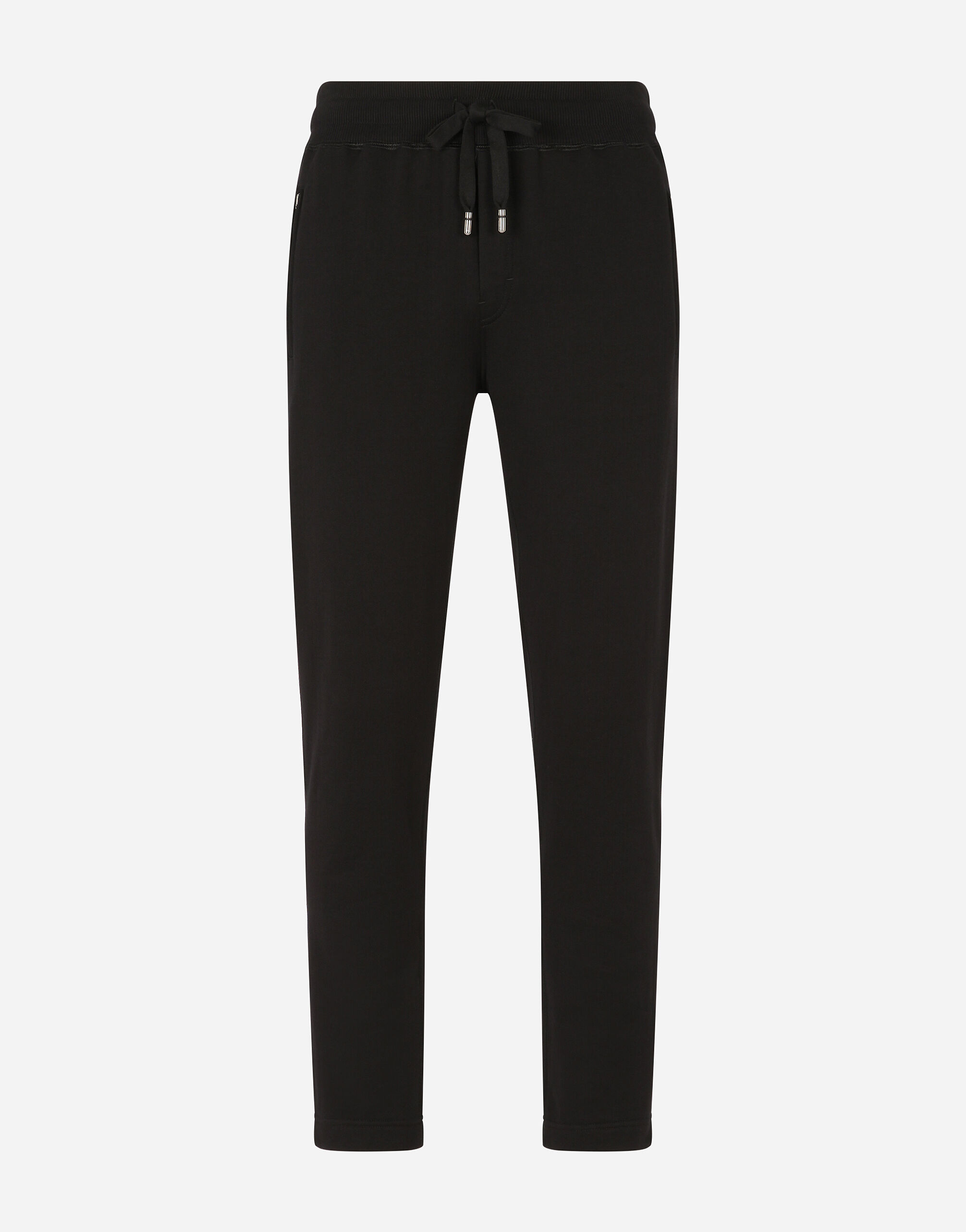 Dolce & Gabbana Jersey jogging pants with branded plate Black GVF7AZHU7H9