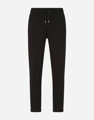 Dolce & Gabbana Jersey jogging pants with branded plate Black GVF7AZHU7H9