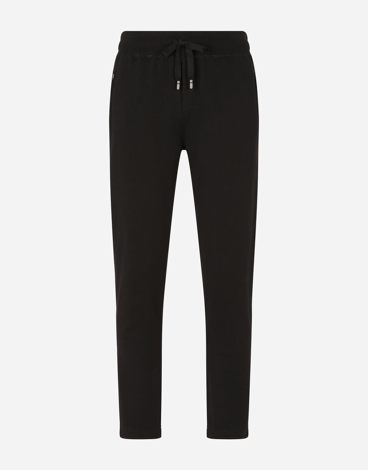 Dolce & Gabbana Jersey jogging pants with branded plate Black GYWEATFU7DU