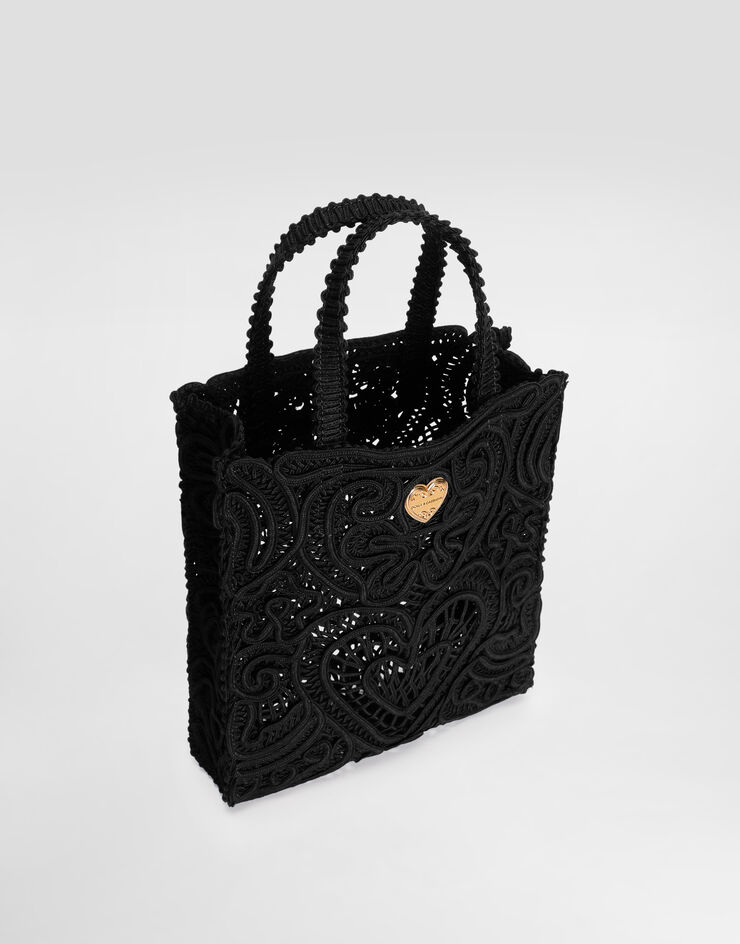 Dolce&Gabbana Shopper pequeño con bordado cordonetto Negro BB6926AW717