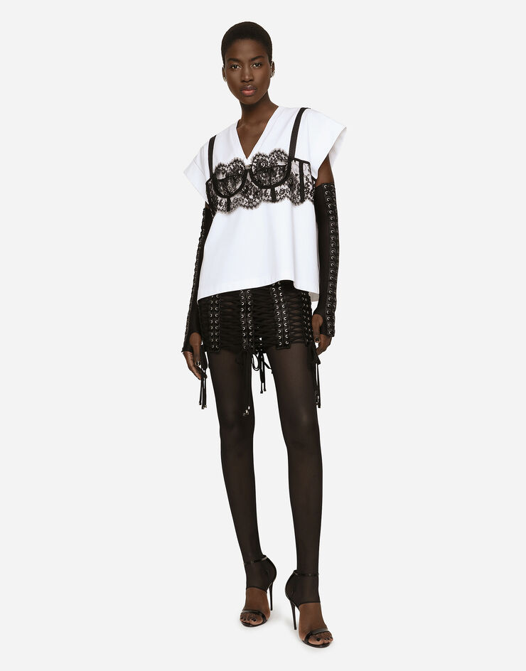 Dolce & Gabbana Miniskirt with laces and eyelets Black F4CIRTGDA6L