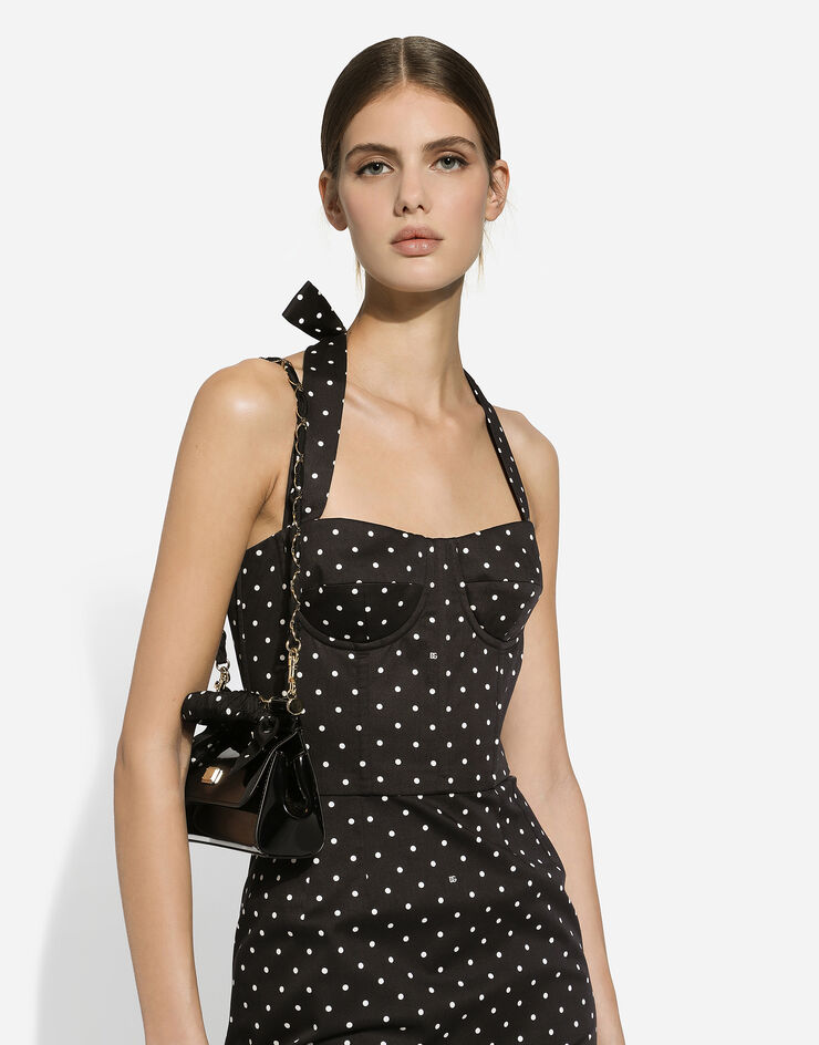 Dolce & Gabbana Short cotton corset dress with polka-dot print Print F6JHTTFSFNP