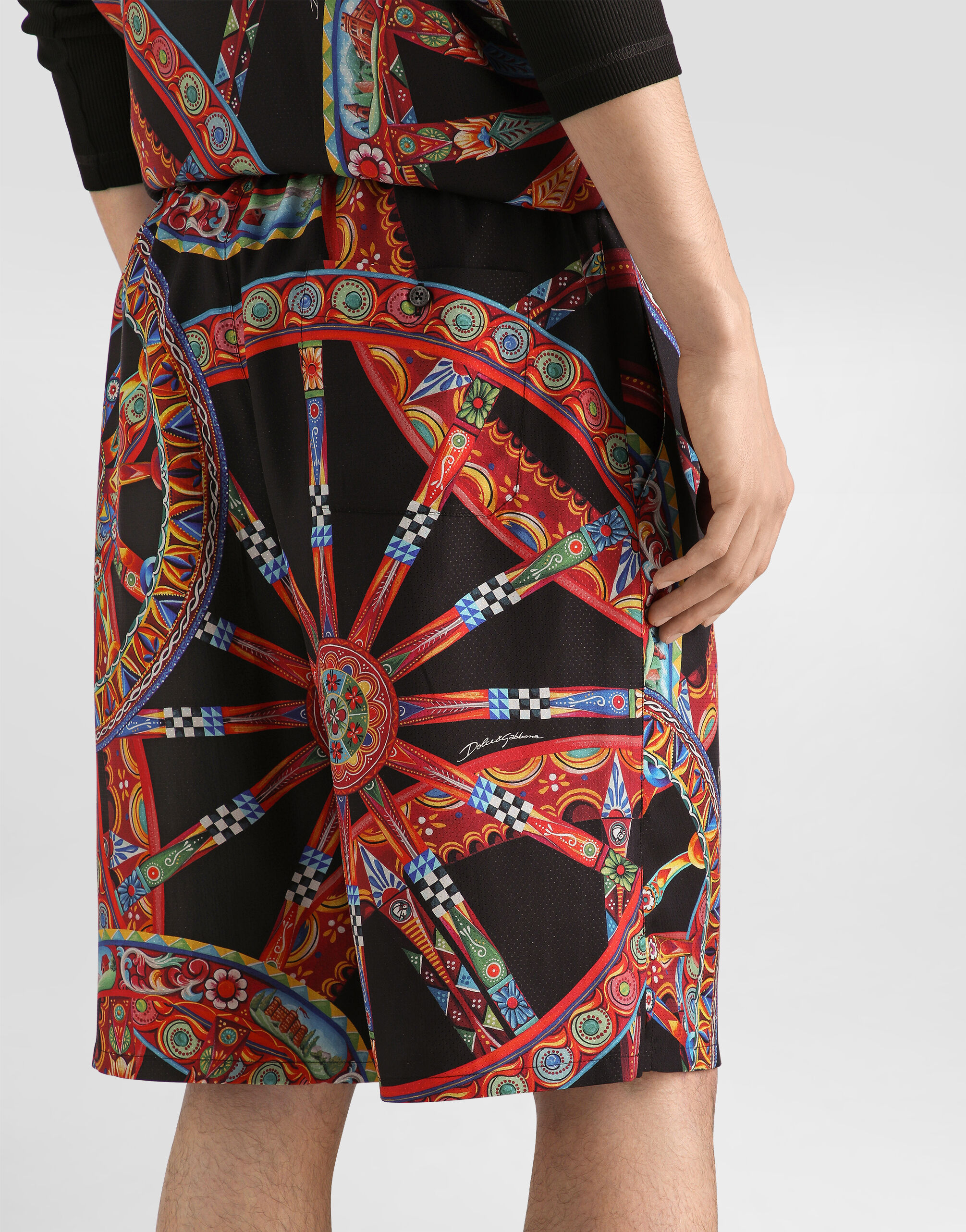 Carretto-print silk jacquard vanity bermuda - thumbnail 5