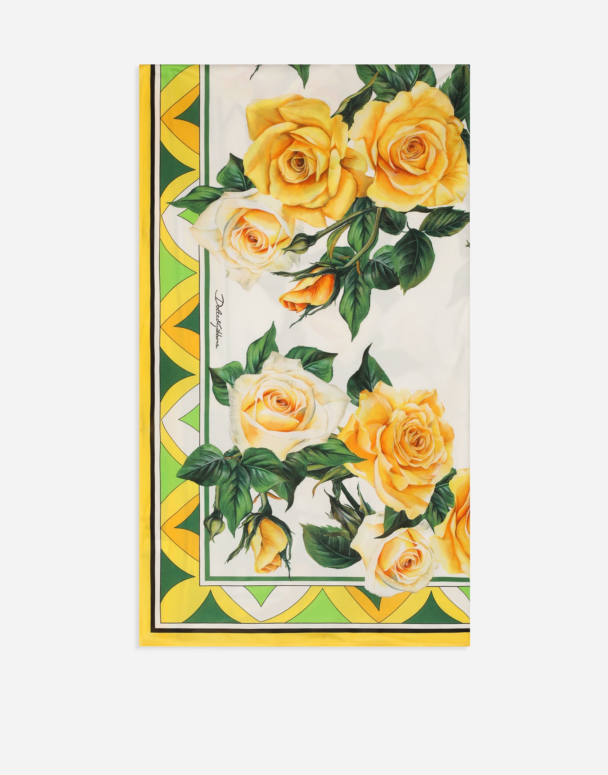 Dolce & Gabbana Cotton sarong with yellow rose print (110x190) Print O9B40JFSG1S