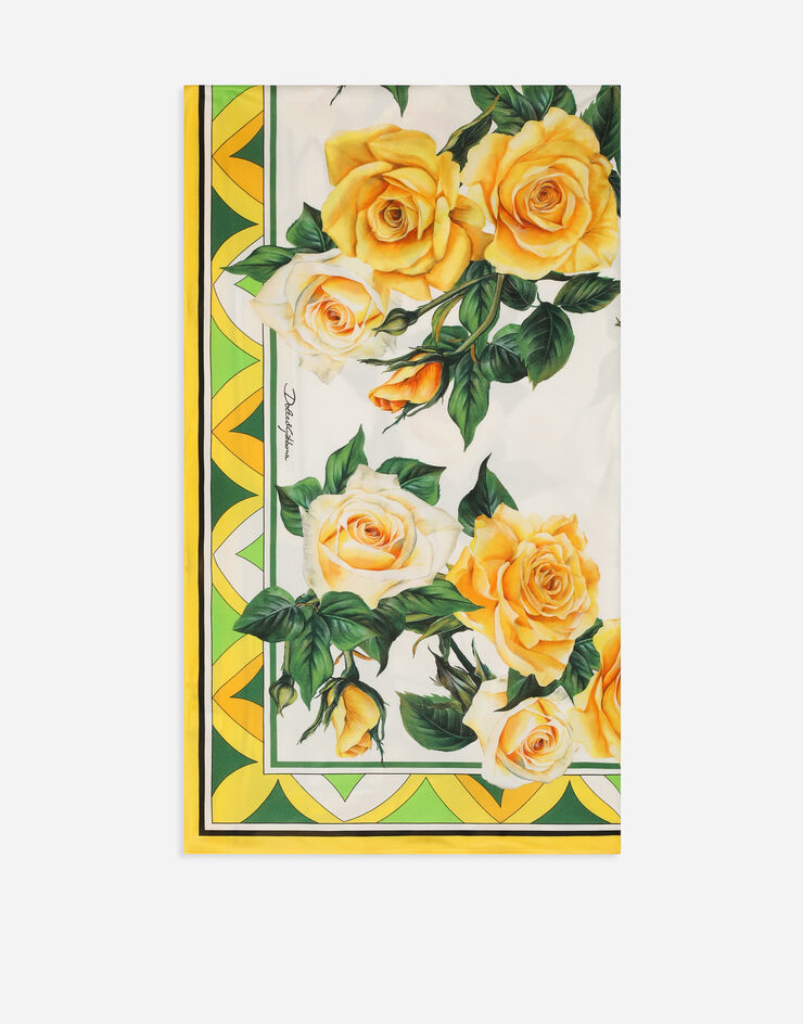 Dolce & Gabbana Cotton sarong with yellow rose print (110x190) Print O4A16JII7AT