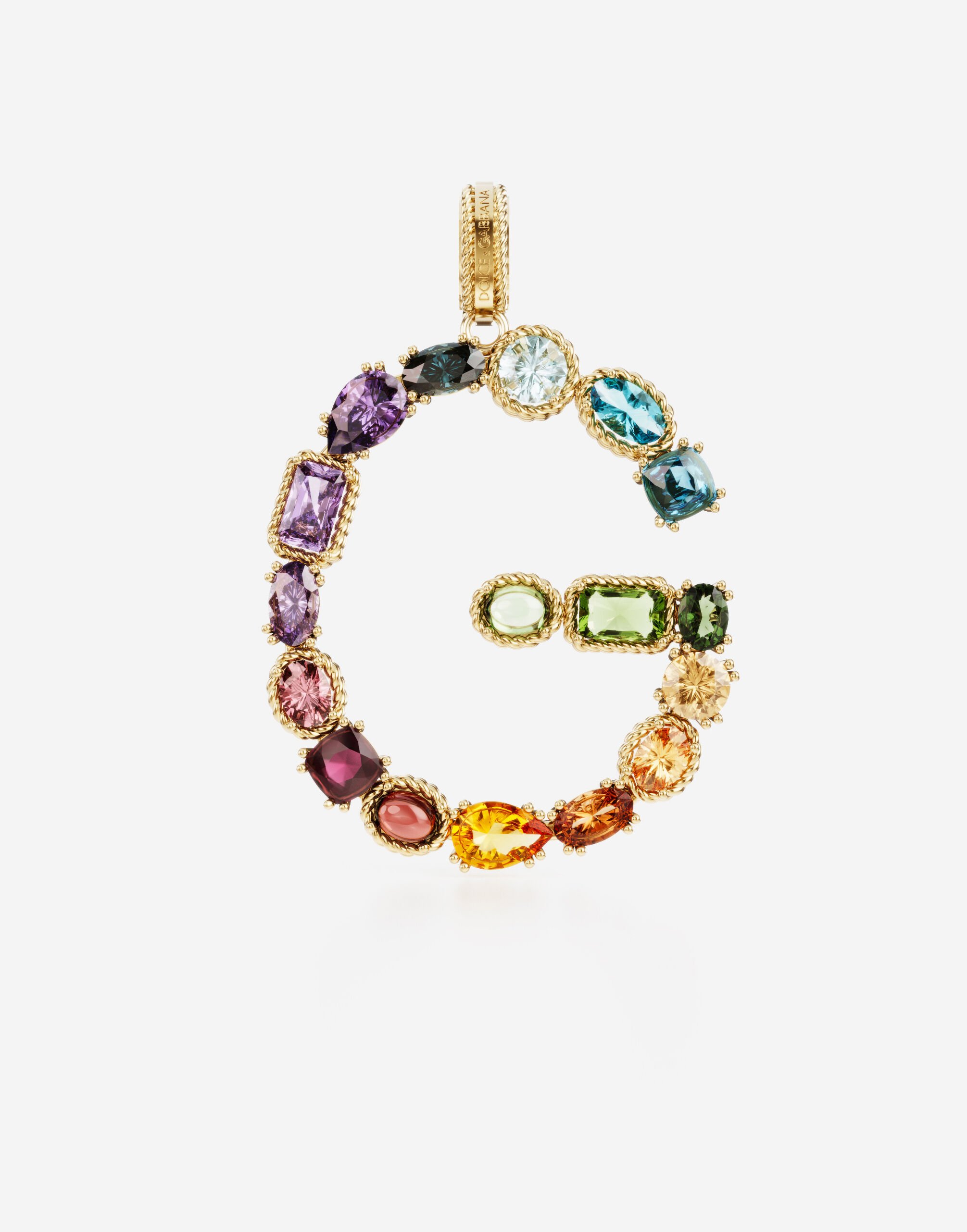 Dolce & Gabbana Rainbow alphabet G 18 kt yellow gold charm with multicolor fine gems Yellow Gold WELD2GWDPY1