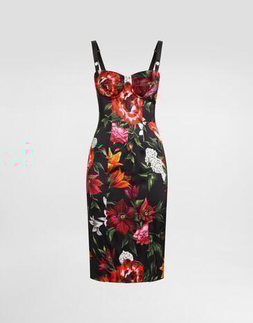 Dolce & Gabbana Abito in raso stampa fiori Stampa F6TZYTFSIB2