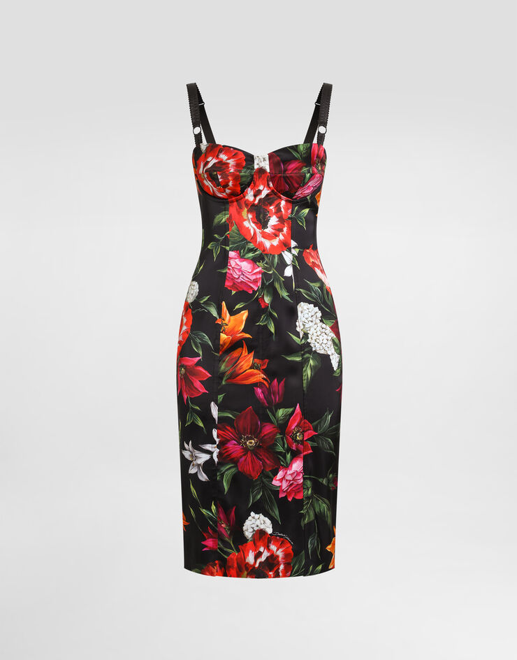 Dolce & Gabbana Abito in raso stampa fiori Stampa F6TZYTFSIB2