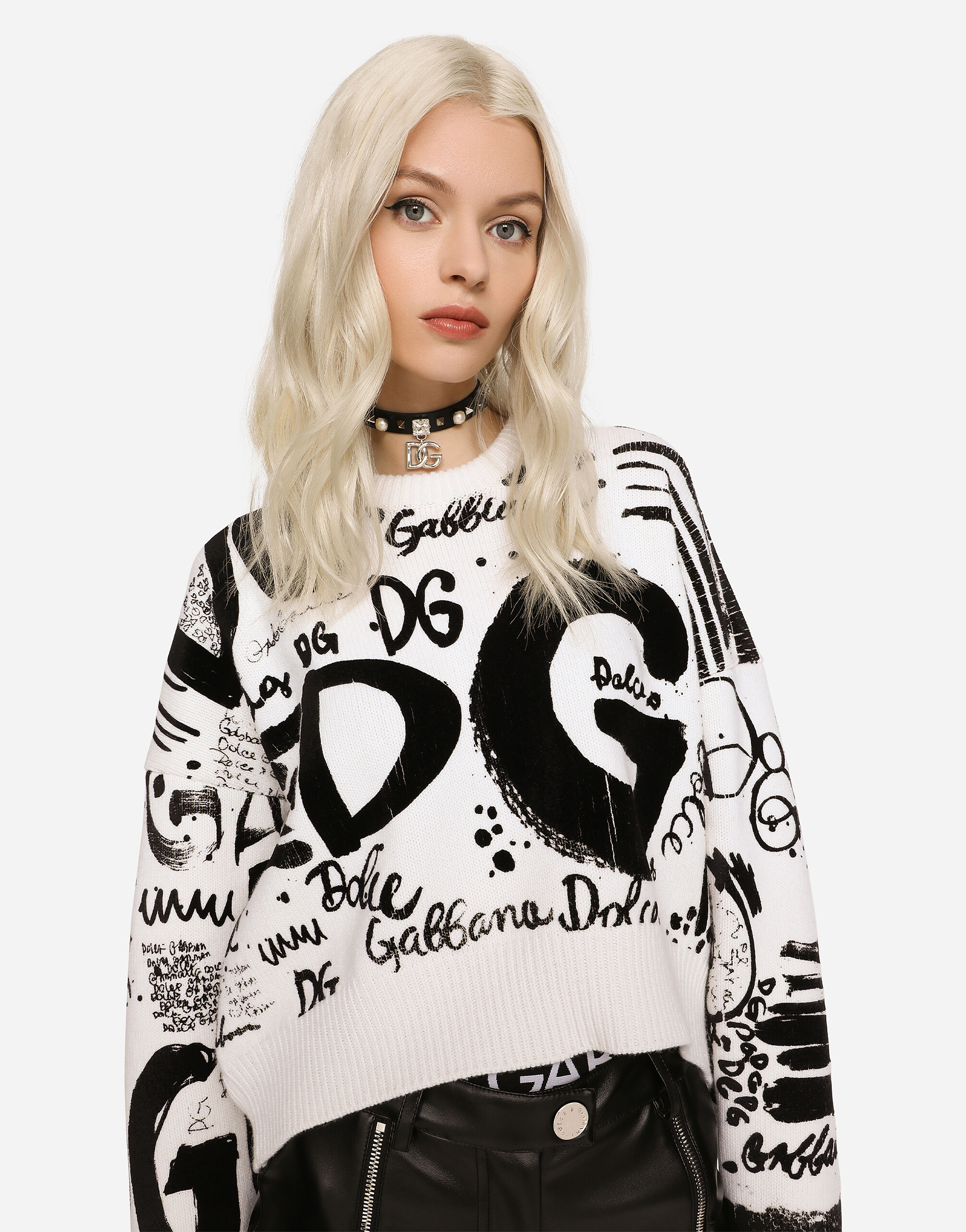 Pull Girocollo in White Dolce Gabbana
